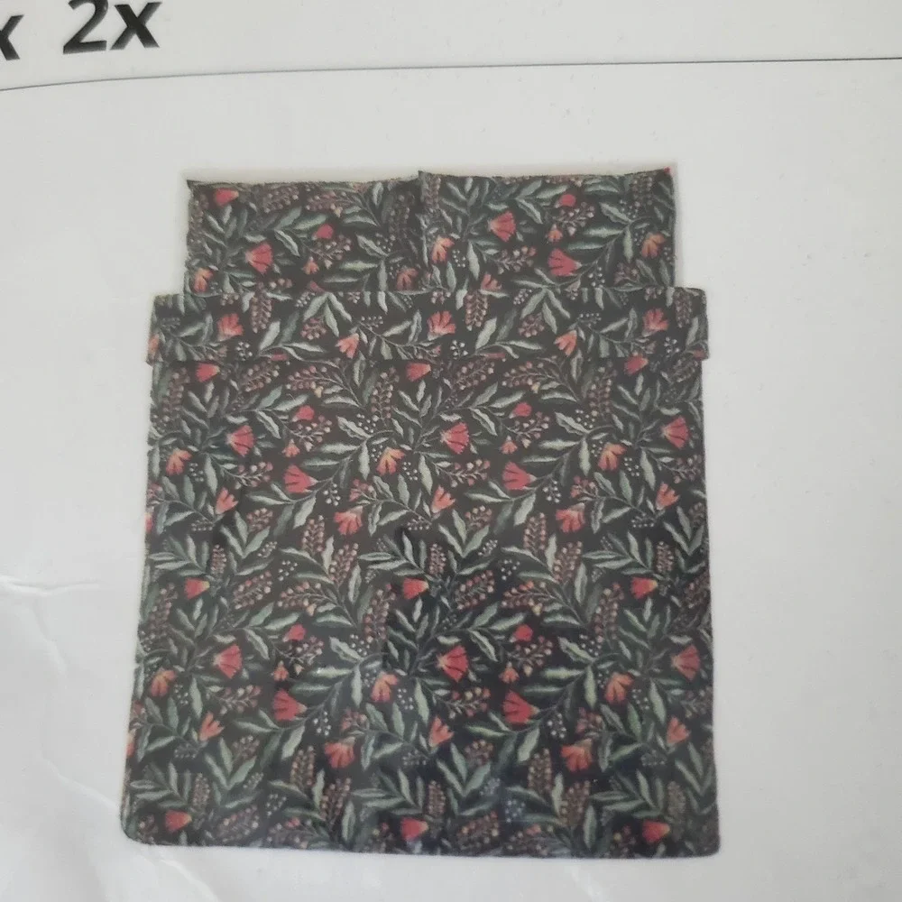 IKEA Sammetsblad QUEEN Full Duvet Cover w Pillowcases SET Black Floral Scandi
